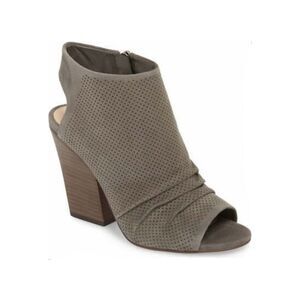 Vince Camuto Kentvi Chunky Block Heel Ruched Cuff Perforation Sandal in Beige